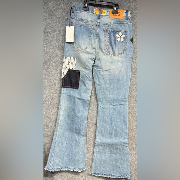 Urban Outfitters denim multi color  leg  BDG Multicolor Patchwork Flare jeans 25 - Picture 13 of 16
